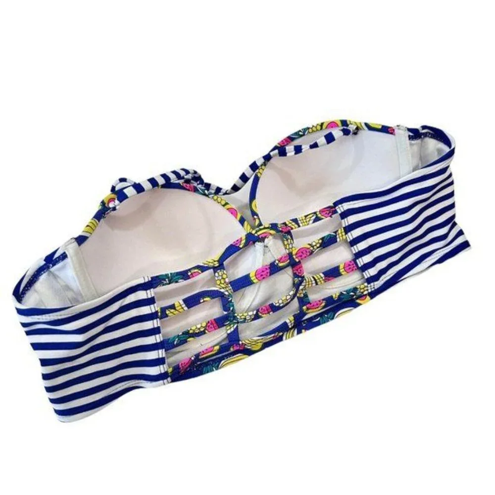 Bongo Juniors Strappy Back Padded Swim Top Size XL Multicolored-Halter Strap - Picture 5 of 8
